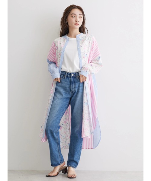 AMERICAN HOLIC（アメリカンホリック）の「Flower　×　Stripeシャツチュニック（チュニック・レディース・ピンク/イエロー・M/L）」の3枚目の写真