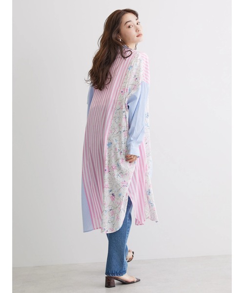 AMERICAN HOLIC（アメリカンホリック）の「Flower　×　Stripeシャツチュニック（チュニック・レディース・ピンク/イエロー・M/L）」の5枚目の写真