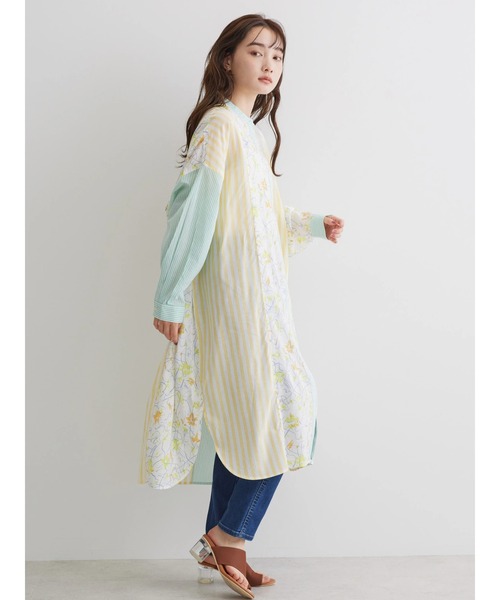 AMERICAN HOLIC（アメリカンホリック）の「Flower　×　Stripeシャツチュニック（チュニック・レディース・ピンク/イエロー・M/L）」の8枚目の写真