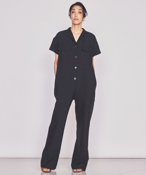 DOUBLE STANDARD CLOTHING（ダブルスタンダードクロージング）の「リネンシャツコンビネゾン（サロペット/オーバーオール・レディース・ロイヤルブルー/ブラック・38/36）」の4枚目の写真