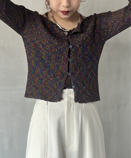 JEANASIS（ジーナシス）の「7Gノットヤーンショートカーディガン（カーディガン/ボレロ・レディース・マルチ/イエロー系その他/ブラウン系その他・FREE）」の18枚目の写真