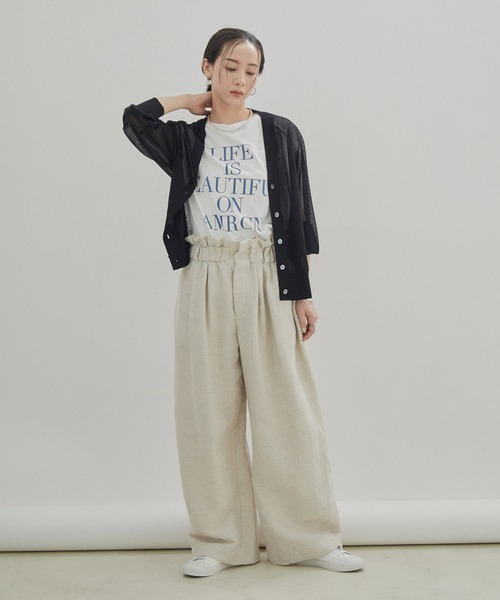 SALON adam et rope'（サロン アダム エ ロペ）の「Vネックシアーカーディガン【洗える】（カーディガン/ボレロ・レディース・ブラック/ベージュ/ピンク/ベージュ系その他2/シルバー・FREE）」の9枚目の写真