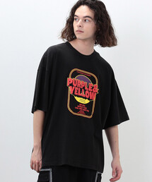 Purple&Yellow | マルチカラープリント  ビッグ半袖Tシャツ(Tシャツ/カットソー)