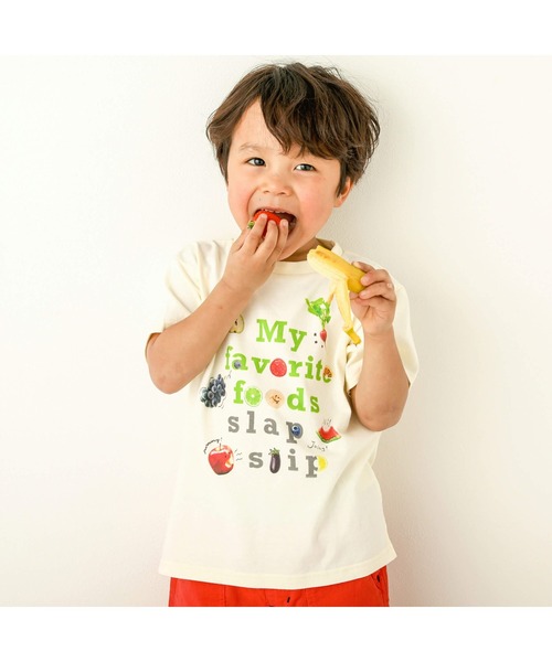 SLAP SLIP(スラップスリップ)の「【防汚】恐竜アニマルフルーツ男の子大好きアイテム写真プリント半袖Tシャツ(80~130cm)(Tシャツ/カットソー・キッズ・ブルー/ホワイト/グレー/イエロー・90/80/100/110/130/120)」の4枚目の写真