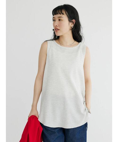 CRAFT STANDARD BOUTIQUE(クラフトスタンダードブティック)の「ワッフル2WAYタンクトップ(Tシャツ/カットソー・レディース・ブラック/ナチュラル/オフホワイト/ベージュ/グリーン・FREE)」の9枚目の写真