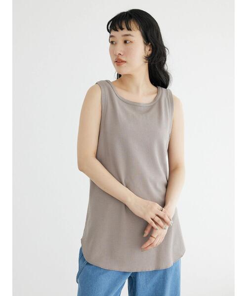 CRAFT STANDARD BOUTIQUE(クラフトスタンダードブティック)の「ワッフル2WAYタンクトップ(Tシャツ/カットソー・レディース・ブラック/ナチュラル/オフホワイト/ベージュ/グリーン・FREE)」の12枚目の写真