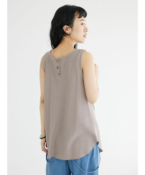 CRAFT STANDARD BOUTIQUE(クラフトスタンダードブティック)の「ワッフル2WAYタンクトップ(Tシャツ/カットソー・レディース・ブラック/ナチュラル/オフホワイト/ベージュ/グリーン・FREE)」の13枚目の写真