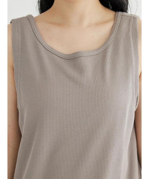 CRAFT STANDARD BOUTIQUE(クラフトスタンダードブティック)の「ワッフル2WAYタンクトップ(Tシャツ/カットソー・レディース・ブラック/ナチュラル/オフホワイト/ベージュ/グリーン・FREE)」の14枚目の写真