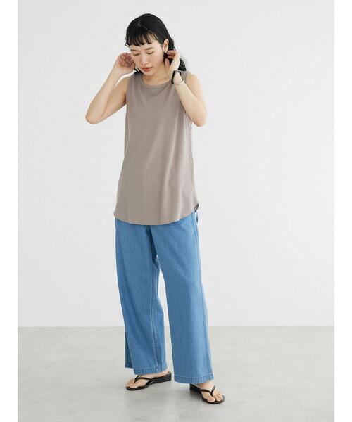 CRAFT STANDARD BOUTIQUE(クラフトスタンダードブティック)の「ワッフル2WAYタンクトップ(Tシャツ/カットソー・レディース・ブラック/ナチュラル/オフホワイト/ベージュ/グリーン・FREE)」の17枚目の写真