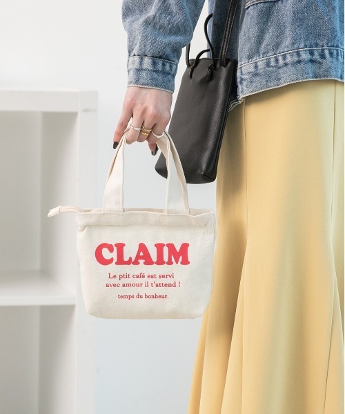 セール】アソートデザイン ファスナー付き ロゴキャンバスミニバッグ