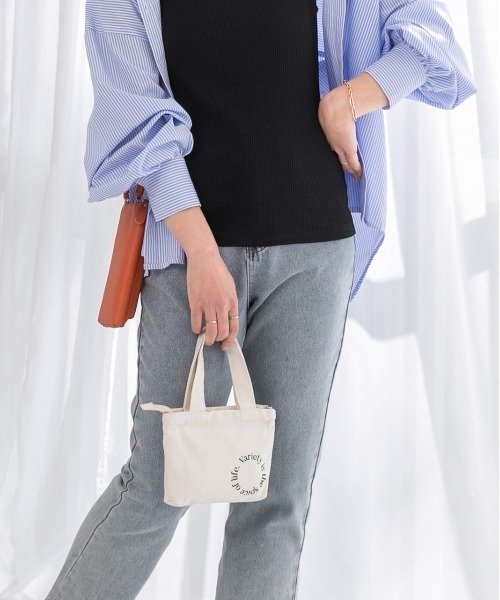 ブラウン ロゴ入り ハンドバッグ セール】アソートデザイン ファスナー付き ロゴキャンバスミニ