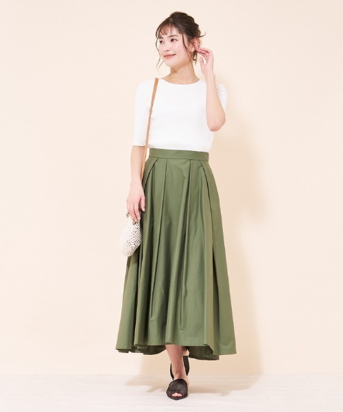en recre（アンレクレ）の「【BEATRICE】五分袖リブニット（ニット/セーター・レディース・Beige/オフホワイト/ブラック・2）」の4枚目の写真