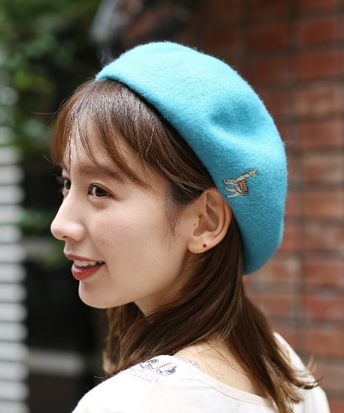 チチカカ（チチカカ）の「ワンポイントリャマベレー帽（ハンチング/ベレー帽・レディース・グリーン/ブラウン/ブラック/ライトグレー・FREE）」の4枚目の写真