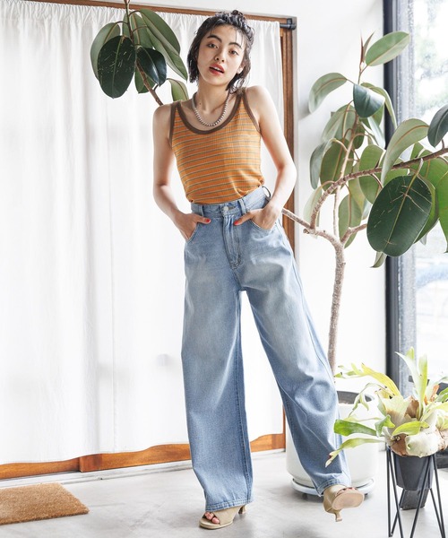 BAYFLOW（ベイフロー）の「マルチボーダータンク（タンクトップ・レディース・オレンジ/ブラック/オフホワイト・SMALL/MEDIUM）」の4枚目の写真