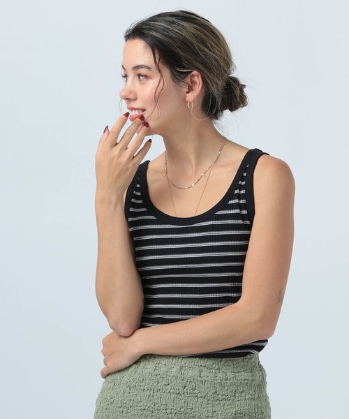 BAYFLOW（ベイフロー）の「マルチボーダータンク（タンクトップ・レディース・オレンジ/ブラック/オフホワイト・SMALL/MEDIUM）」の17枚目の写真