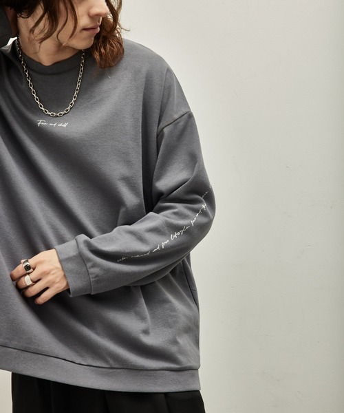 JUNRED(ジュンレッド)の「2ポイントロングスリーブワイドプルオーバー(Tシャツ/カットソー・メンズ・ホワイト/ライトグレー/ブラック/グレー系その他・S/M/L)」の4枚目の写真