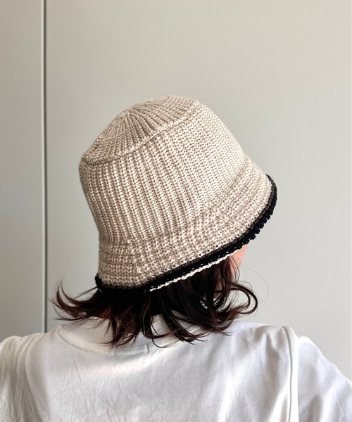 UNIVERSAL OVERALL（ユニバーサルオーバーオール）の「つば先配色ニットバケハ（ハット・メンズ・アイボリー/ブラック/ホワイト/ブラック系その他・FREE）」の11枚目の写真