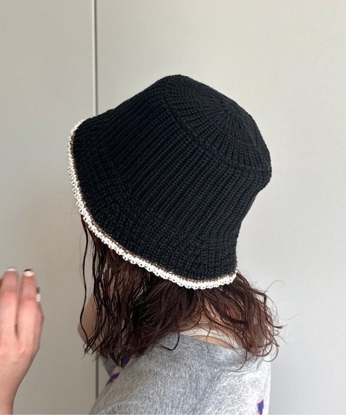 UNIVERSAL OVERALL（ユニバーサルオーバーオール）の「つば先配色ニットバケハ（ハット・メンズ・アイボリー/ブラック/ホワイト/ブラック系その他・FREE）」の14枚目の写真