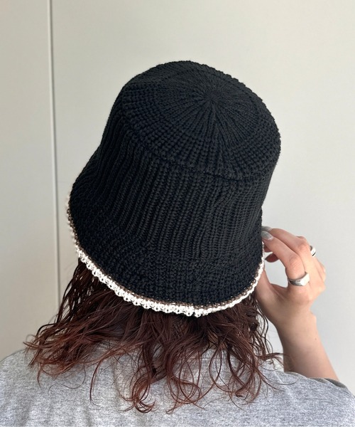 UNIVERSAL OVERALL（ユニバーサルオーバーオール）の「つば先配色ニットバケハ（ハット・メンズ・アイボリー/ブラック/ホワイト/ブラック系その他・FREE）」の16枚目の写真