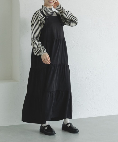 pairmanon（ペアマノン）の「【ママサイズ】リラックス マタニティ ティアードキャミワンピース（ワンピース・レディース・ブラック/モカ/グレー・FREE）」の2枚目の写真