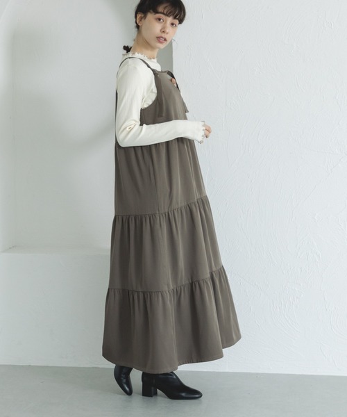 pairmanon（ペアマノン）の「【ママサイズ】リラックス マタニティ ティアードキャミワンピース（ワンピース・レディース・ブラック/モカ/グレー・FREE）」の3枚目の写真