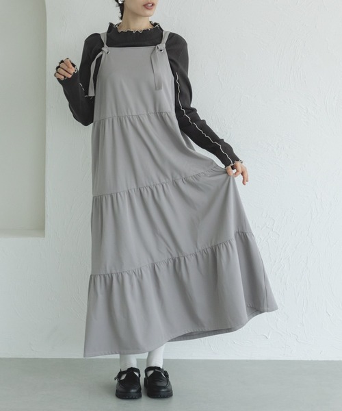 pairmanon（ペアマノン）の「【ママサイズ】リラックス マタニティ ティアードキャミワンピース（ワンピース・レディース・ブラック/モカ/グレー・FREE）」の7枚目の写真