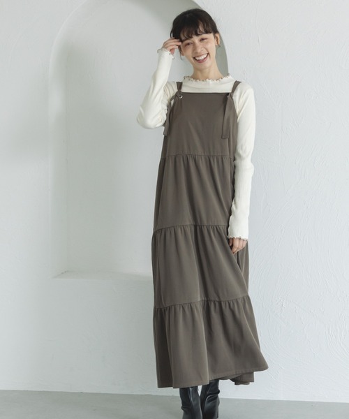 pairmanon（ペアマノン）の「【ママサイズ】リラックス マタニティ ティアードキャミワンピース（ワンピース・レディース・ブラック/モカ/グレー・FREE）」の9枚目の写真