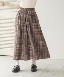 【ママサイズ】総柄 チェック柄 ロングスカート