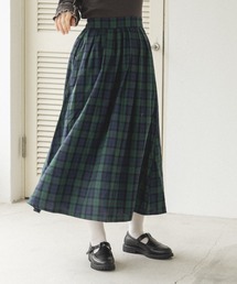 【ママサイズ】総柄 チェック柄 ロングスカート