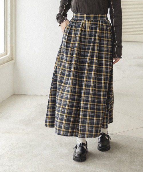 pairmanon(ペアマノン)の「【ママサイズ】総柄 チェック柄 ロングスカート(スカート・レディース・ブラウン系その他/グレー系その他/ブルー系その他/ブラウン系その他2/グレー系その他5/ベージュ系その他/ブルー系その他2/ブルー系その他3・FREE)」の7枚目の写真