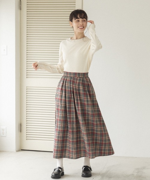 MSGM - MSGM プリーツスカート シフォン ロング チェリー柄 総柄