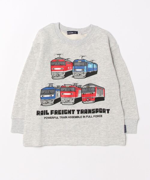 Moujonjon（ムージョンジョン）の「JR貨物電車プリント裏毛トレーナー（スウェット・キッズ・グレー/ネイビー・100/110/130/120）」の2枚目の写真