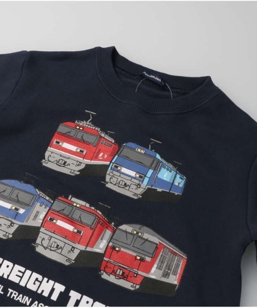 Moujonjon（ムージョンジョン）の「JR貨物電車プリント裏毛トレーナー（スウェット・キッズ・グレー/ネイビー・100/110/130/120）」の8枚目の写真