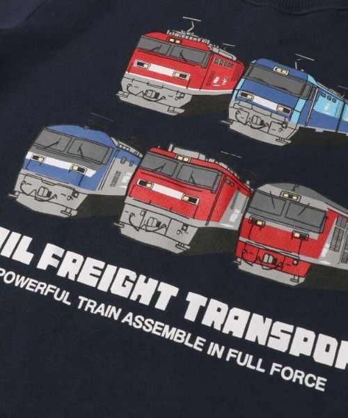 Moujonjon（ムージョンジョン）の「JR貨物電車プリント裏毛トレーナー（スウェット・キッズ・グレー/ネイビー・100/110/130/120）」の7枚目の写真