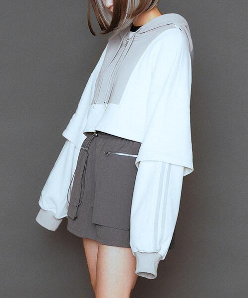 WEGO(ウィゴー)の「WEGO/【一部店限定】レイヤードクロップドパーカー(パーカー・レディース・ホワイト/ブラック・FREE)」の20枚目の写真