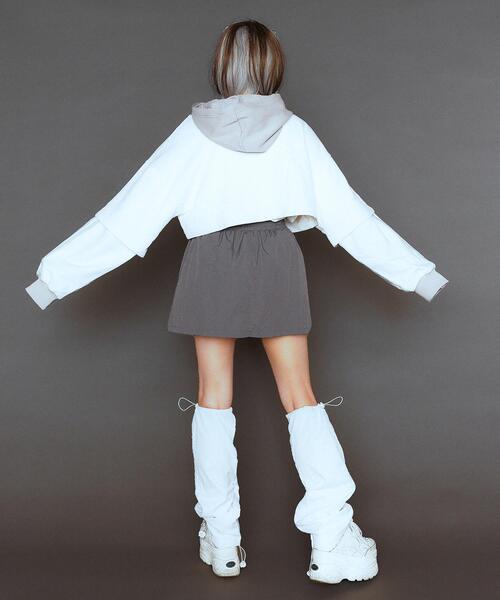 WEGO(ウィゴー)の「WEGO/【一部店限定】レイヤードクロップドパーカー(パーカー・レディース・ホワイト/ブラック・FREE)」の8枚目の写真