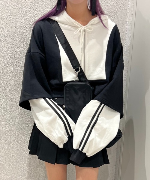 セール】WEGO/【一部店限定】レイヤードクロップドパーカー