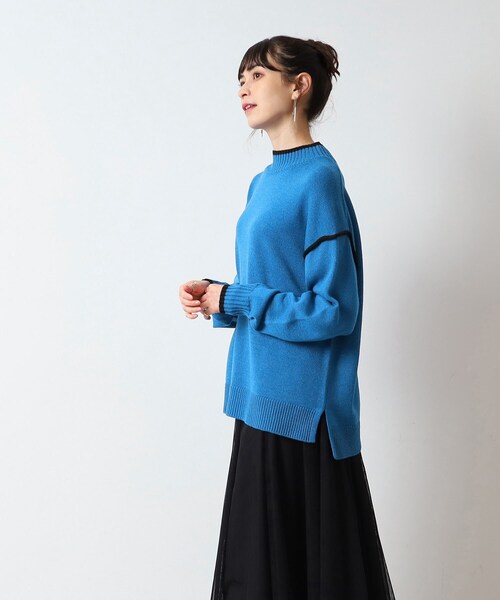 DRESKIP（ドレスキップ）の「◆【洗える/体型カバー】大人カジュアル 配色 モックネックニット（ニット/セーター・レディース・ブラック/オレンジ/サンドベージュ/ブルー・03/02/04）」の12枚目の写真