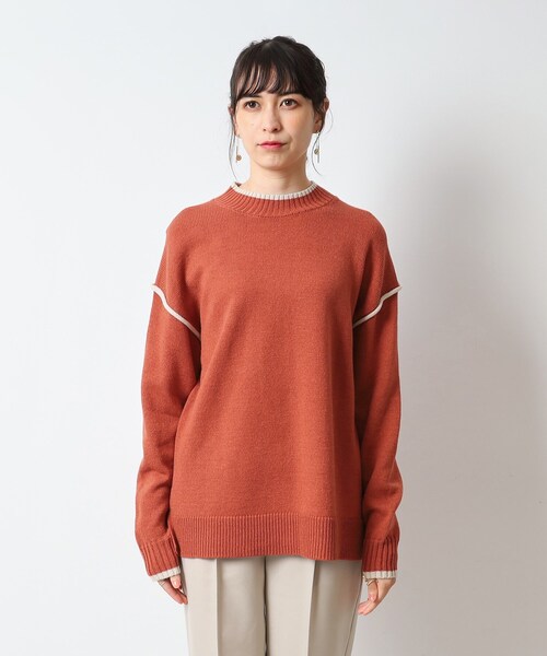 DRESKIP（ドレスキップ）の「◆【洗える/体型カバー】大人カジュアル 配色 モックネックニット（ニット/セーター・レディース・ブラック/オレンジ/サンドベージュ/ブルー・03/02/04）」の20枚目の写真