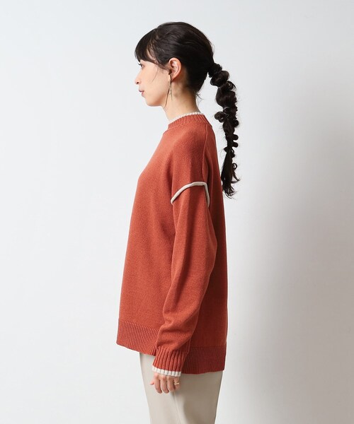 DRESKIP（ドレスキップ）の「◆【洗える/体型カバー】大人カジュアル 配色 モックネックニット（ニット/セーター・レディース・ブラック/オレンジ/サンドベージュ/ブルー・03/02/04）」の21枚目の写真