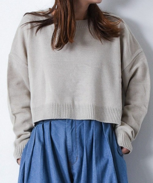 【セール】Z-2-SP 8D1 ショート丈 ボートネック クルーネック ニット ボリュームスリーブ シンプル 定番 ニット クロップド丈（ニット/セーター）｜CALIFORNIA OUTFITTERS（カリフォルニア アウトフィッターズ） 7,260円