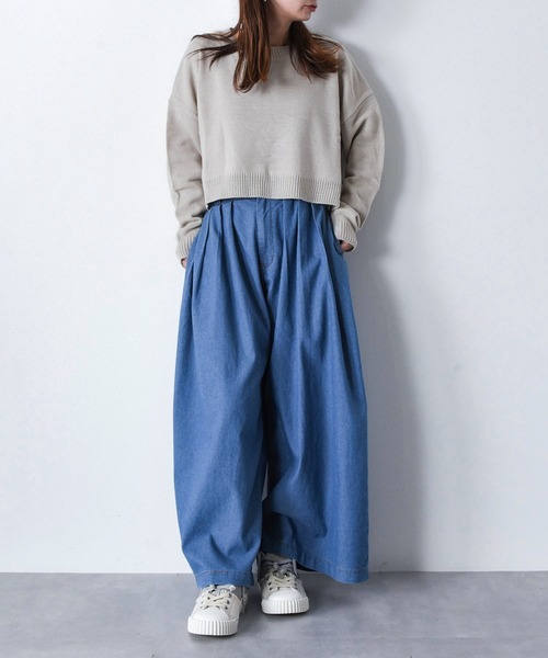 【セール】Z-2-SP 8D1 ショート丈 ボートネック クルーネック ニット ボリュームスリーブ シンプル 定番 ニット クロップド丈（ニット/セーター）｜CALIFORNIA OUTFITTERS（カリフォルニア アウトフィッターズ）