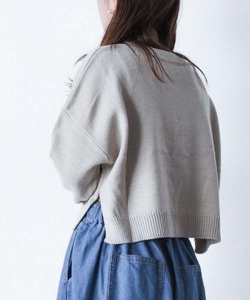 【セール】Z-2-SP 8D1 ショート丈 ボートネック クルーネック ニット ボリュームスリーブ シンプル 定番 ニット クロップド丈（ニット/セーター）｜CALIFORNIA OUTFITTERS（カリフォルニア アウトフィッターズ）