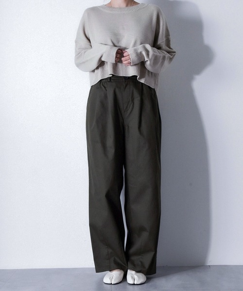 【セール】Z-2-SP 8D1 ショート丈 ボートネック クルーネック ニット ボリュームスリーブ シンプル 定番 ニット クロップド丈（ニット/セーター）｜CALIFORNIA OUTFITTERS（カリフォルニア アウトフィッターズ）