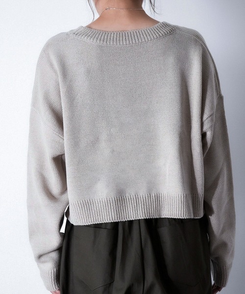 【セール】Z-2-SP 8D1 ショート丈 ボートネック クルーネック ニット ボリュームスリーブ シンプル 定番 ニット クロップド丈（ニット/セーター）｜CALIFORNIA OUTFITTERS（カリフォルニア アウトフィッターズ）