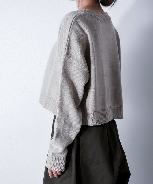 【セール】Z-2-SP 8D1 ショート丈 ボートネック クルーネック ニット ボリュームスリーブ シンプル 定番 ニット クロップド丈（ニット/セーター）｜CALIFORNIA OUTFITTERS（カリフォルニア アウトフィッターズ）