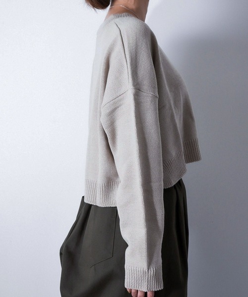 【セール】Z-2-SP 8D1 ショート丈 ボートネック クルーネック ニット ボリュームスリーブ シンプル 定番 ニット クロップド丈（ニット/セーター）｜CALIFORNIA OUTFITTERS（カリフォルニア アウトフィッターズ）