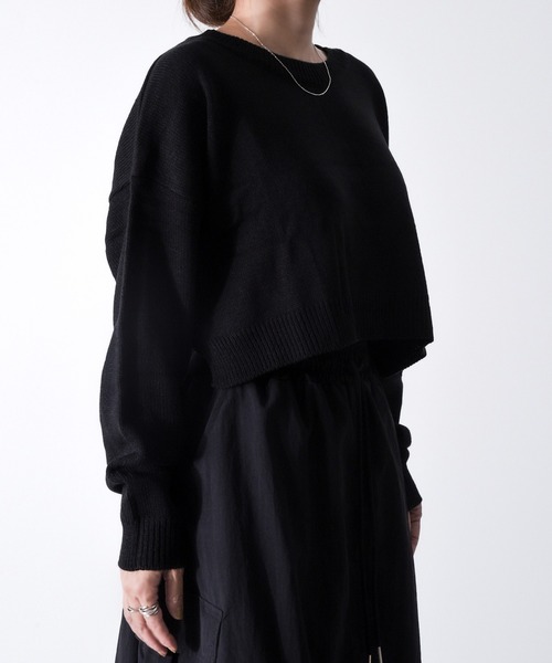 【セール】Z-2-SP 8D1 ショート丈 ボートネック クルーネック ニット ボリュームスリーブ シンプル 定番 ニット クロップド丈（ニット/セーター）｜CALIFORNIA OUTFITTERS（カリフォルニア アウトフィッターズ）