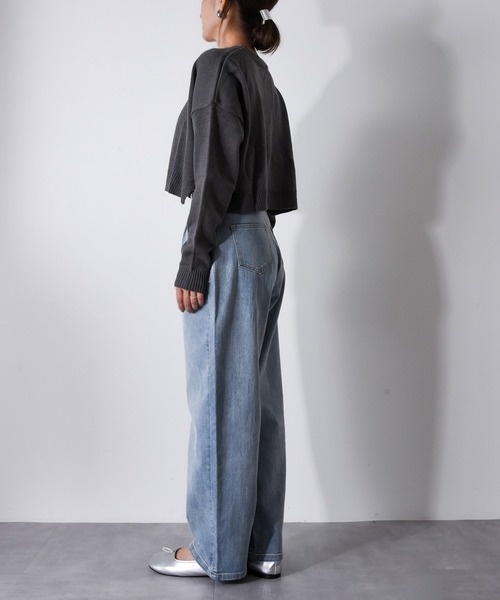 【セール】Z-2-SP 8D1 ショート丈 ボートネック クルーネック ニット ボリュームスリーブ シンプル 定番 ニット クロップド丈（ニット/セーター）｜CALIFORNIA OUTFITTERS（カリフォルニア アウトフィッターズ）