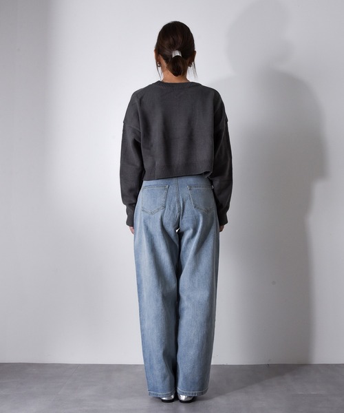 【セール】Z-2-SP 8D1 ショート丈 ボートネック クルーネック ニット ボリュームスリーブ シンプル 定番 ニット クロップド丈（ニット/セーター）｜CALIFORNIA OUTFITTERS（カリフォルニア アウトフィッターズ）